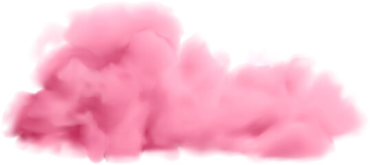 Realistic pink clouds set isolated on transparent background. 