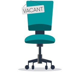 Office chair with a sign vacant