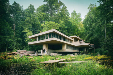 Fototapeta na wymiar modern organic house in the forest
