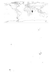 Vector Seychelles map, map of Seychelles showing country location on world with solid and outline maps for Seychelles on white background. File is suitable for digital editing and prints of all sizes.