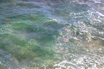 Ocean waves and sea foam, at the tropical island in the Philippines, Asia