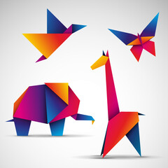 Zwierzęta origami wektor - obrazy, fototapety, plakaty