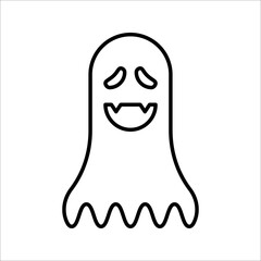 ghost icon cartoon character, cute halloween logo or symbol, vector illustration on white background. EPS 10