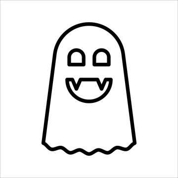 ghost icon cartoon character, cute halloween logo or symbol, vector illustration on white background. EPS 10