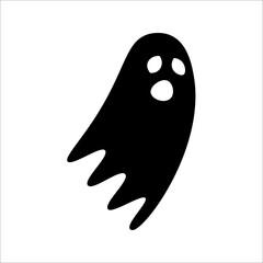 ghost icon cartoon character, cute halloween logo or symbol, vector illustration on white background. EPS 10