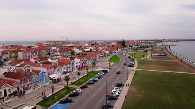 Aerial view of colorful city in the North of Portugal.