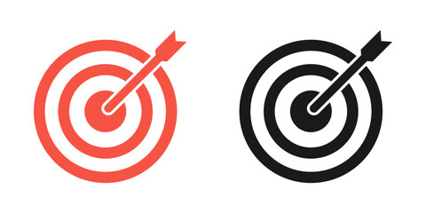 Target - vector icon with arrow. Goal symbols. Archery Targets in web design. Vector illustration