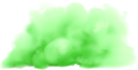 Green realistic cloud. Fluorescent Halloween fog transparent illustration - obrazy, fototapety, plakaty