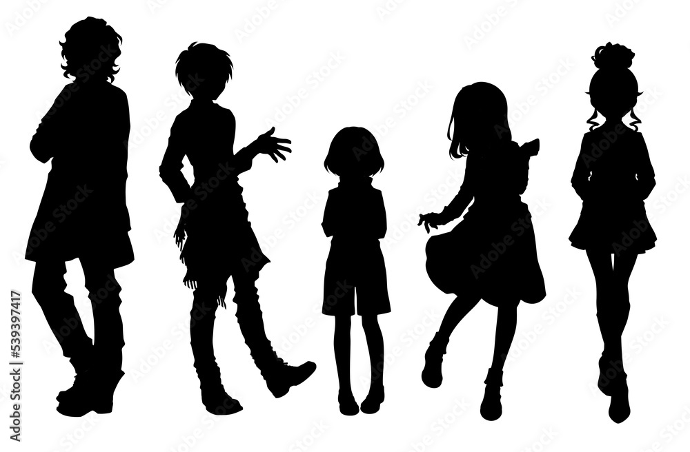 Wall mural full body silhouette illustration of cartoon-style character