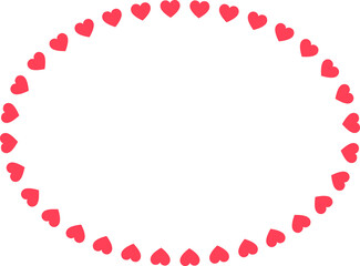 Oval frame with hearts. Template for Valentine day invitation card, photo, picture, banner. PNG