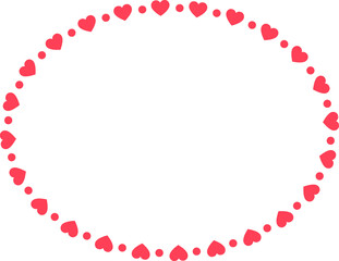 Oval frame with hearts. Template for Valentine day invitation card, photo, picture, banner. PNG