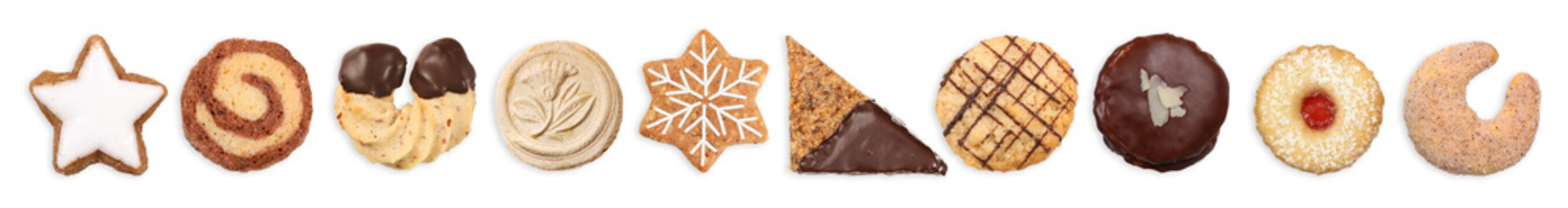 Various Christmas sweets with transparent background