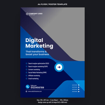 Digital Marketing Services A4 Flyer or Poster Template