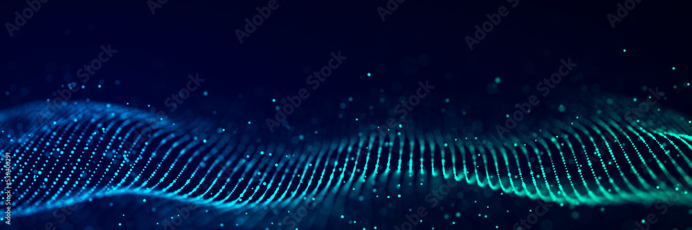Poster 3d digital wave. technology wave. flow digital structure. cyber technology background. 3d rendering.