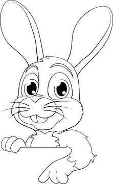 recommend clip art: Easter Bunny Rabbit Cartoon Character Peeking Sign