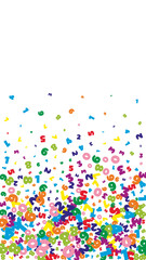 Falling bright numbers. Math study concept with flying digits. Cute back to school mathematics banner on white background. Falling numbers vector illustration.