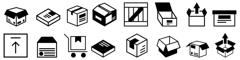 Container vector icon set. Delivery illustration sign collection.  Packaging symbol.
