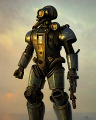 Post Apocalyptic alien armored robot 