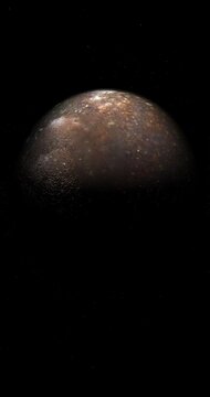 Callisto, Jupiter's moon. Loop. 4K Vertical