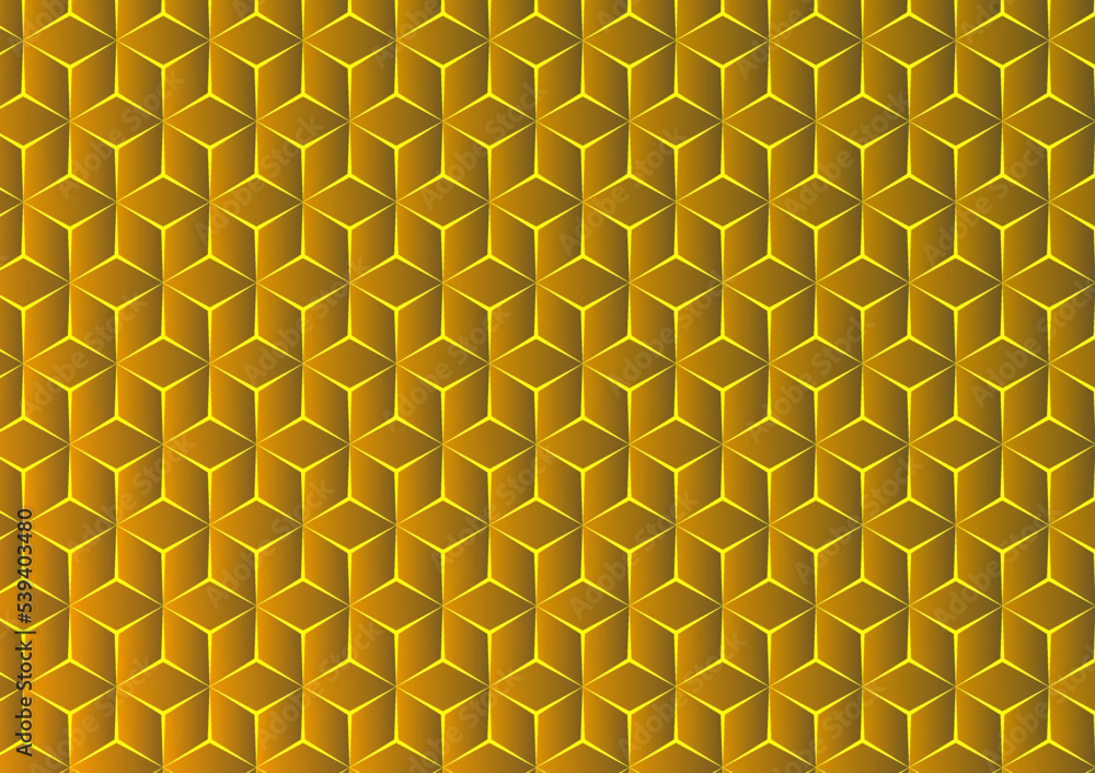 Poster geometric square pattern in golden tone abstract background.