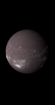 Ariel, Uranus moon, gyrating. Loop. Vertical 4K