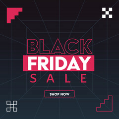 Black Friday Sale Poster Design With Line Art Square Tunnel Background