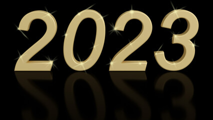 Illustrazione 3D. Anno nuovo 2023. Capodanno, 2023 in numeri a celebrare l'arrivo del nuovo anno.