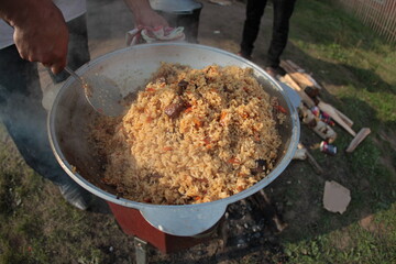 pilaf in a cauldron