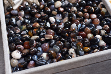 Multi-colored natural stones. Gems. Decorations