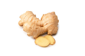 Ginger root isolated on white background.