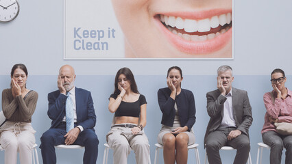 People with toothache at the dental clinic