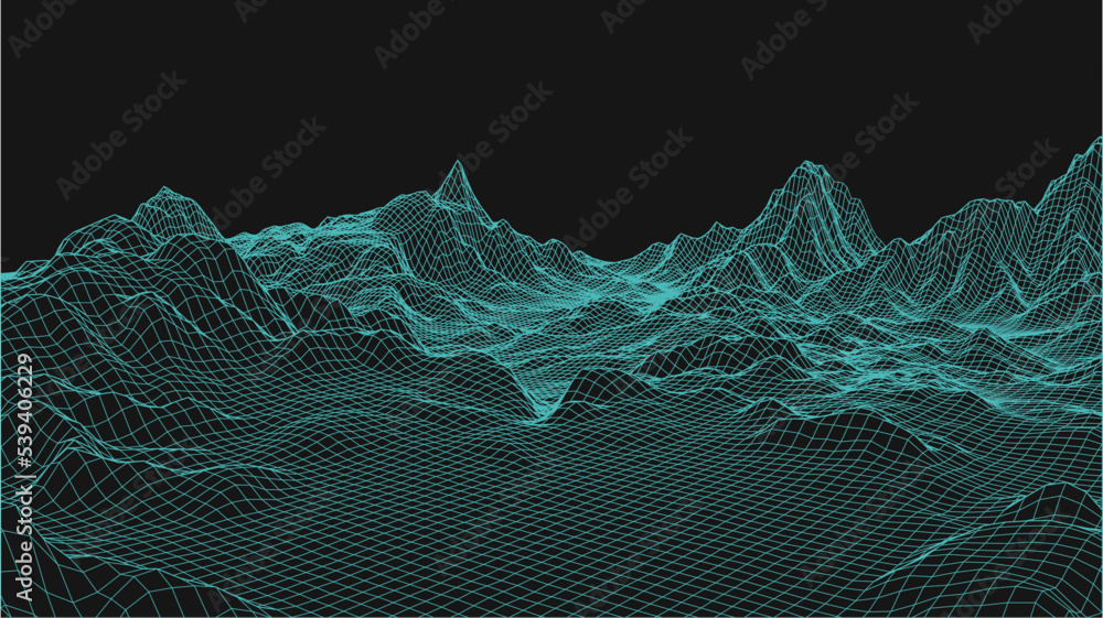Aufkleber abstract landscape background. mesh structure. polygonal wireframe background. 3d technology vector 