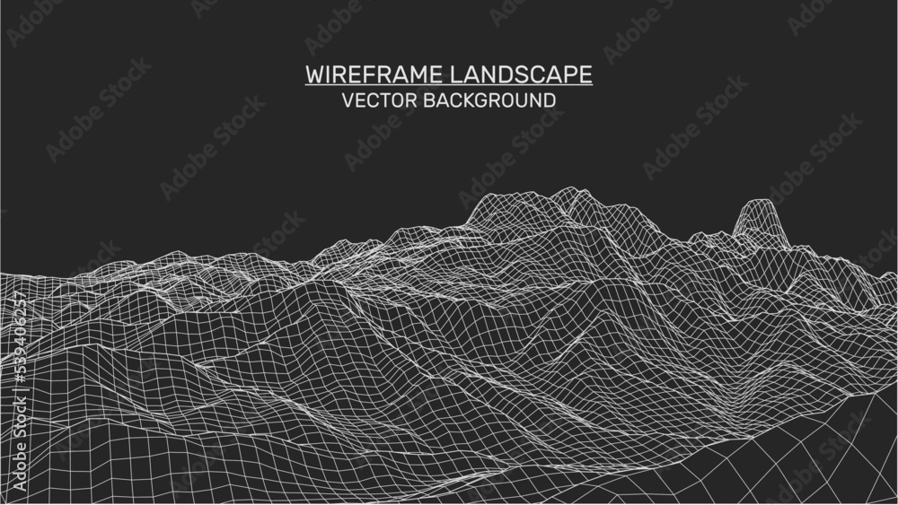 Aufkleber abstract landscape background. mesh structure. polygonal wireframe background. 3d technology vector 
