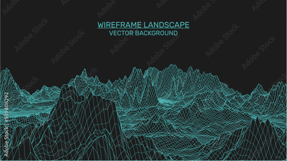 Aufkleber abstract landscape background. mesh structure. polygonal wireframe background. 3d technology vector 