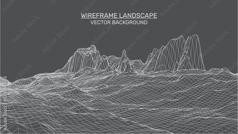 Aufkleber abstract landscape background. mesh structure. polygonal wireframe background. 3d technology vector 