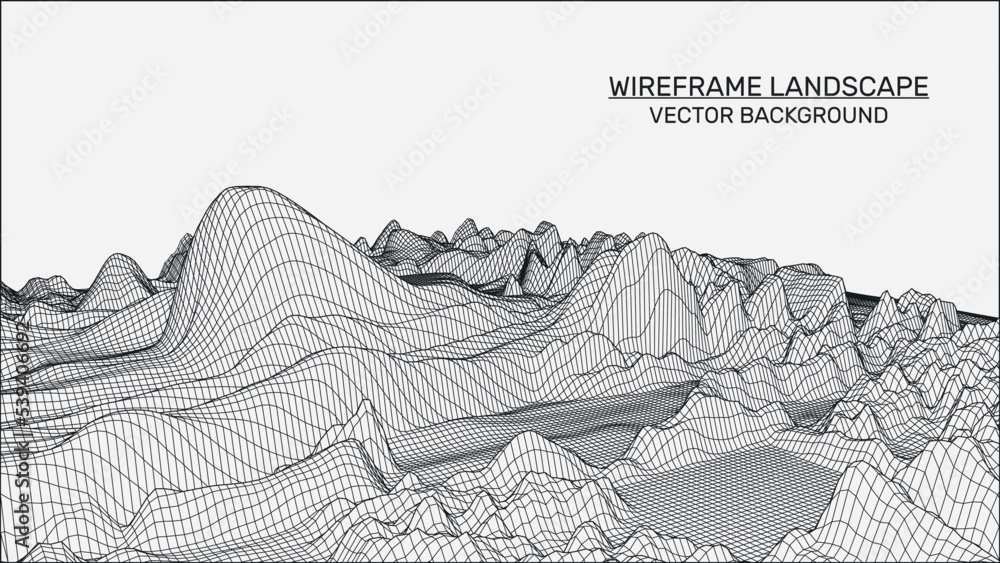 Aufkleber abstract landscape background. mesh structure. polygonal wireframe background. 3d technology vector 