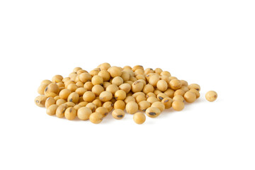 Pile of  soybeans isolated on white background.