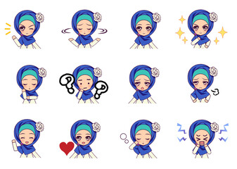 Girls character illustration set	