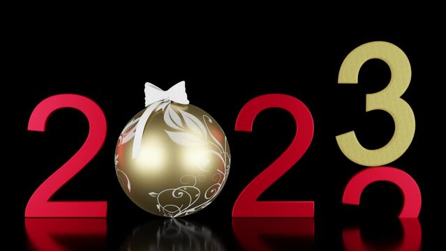 Filmato. Illustrazione 3D. Anno nuovo 2023. Capodanno 2023 in numeri. Il 2023 sostituisce il 2022..