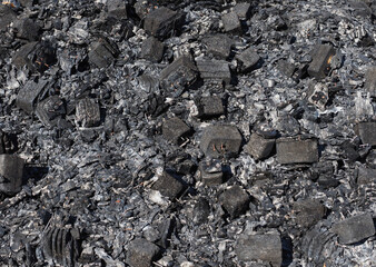 charcoal ashes from wood combustion