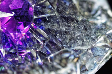 closeup of a crystal in violet light