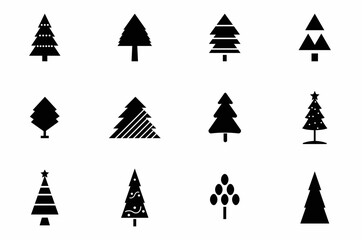 Obraz premium Set of Christmas tree vectors icon