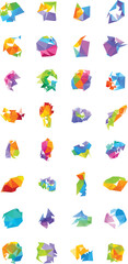 Abstract triangled objects set