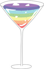 Stylized Rainbow Cocktail Drawing Illustration