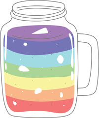 Stylized Rainbow Cocktail Drawing Illustration