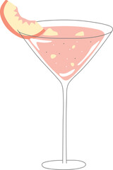 Stylized Peach Juice Drawing Illustration
