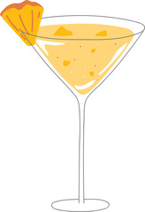 Stylized Pineapple Juice Drawing Illustration