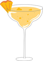 Stylized Pineapple Juice Drawing Illustration