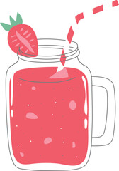 Stylized Strawberry Juice Drawing Illustration