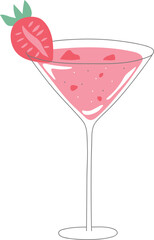 Stylized Strawberry Juice Drawing Illustration